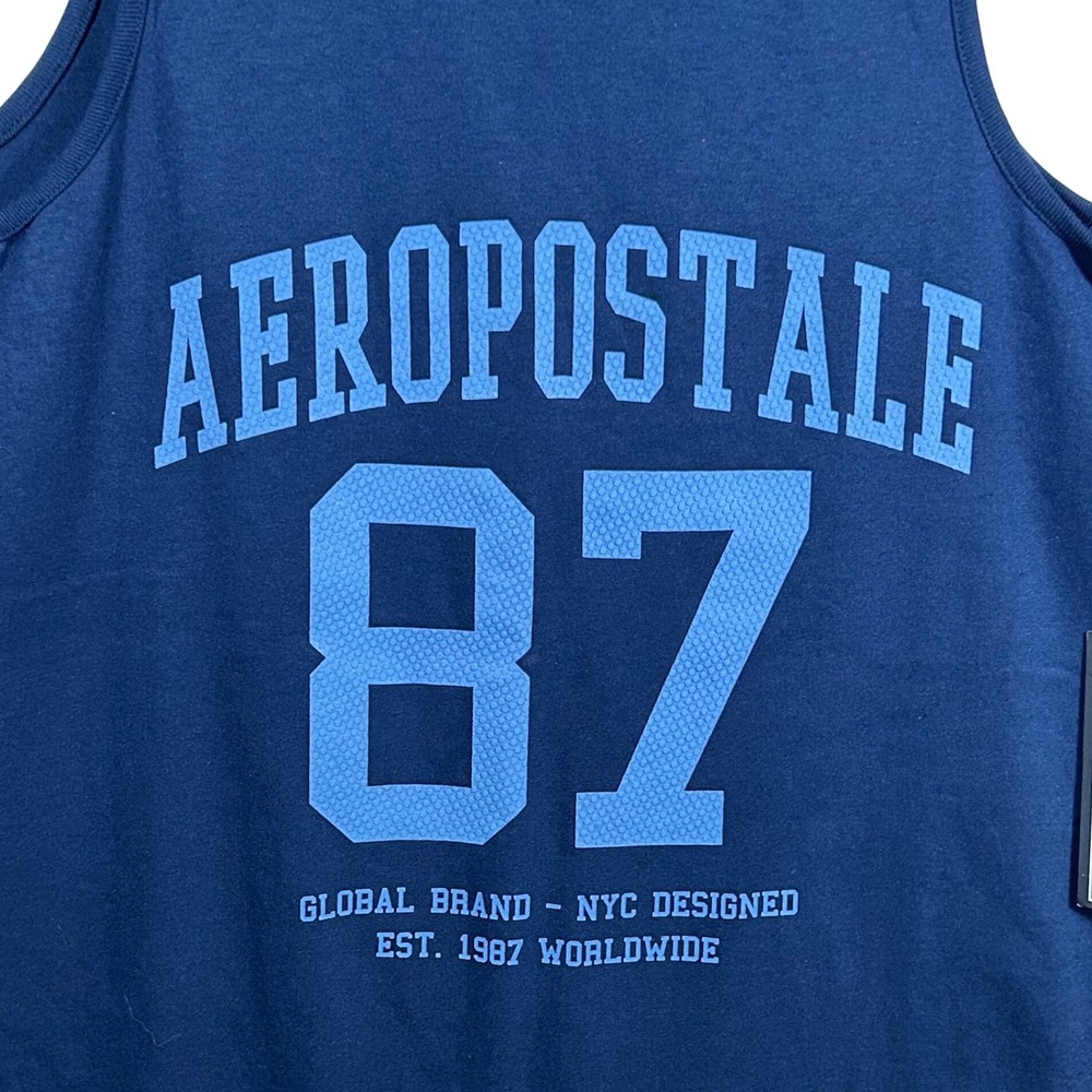 Aeropostale Mens Navy Blue 87 Graphic Tank Top Sleeveless‎ Shirt L NEW